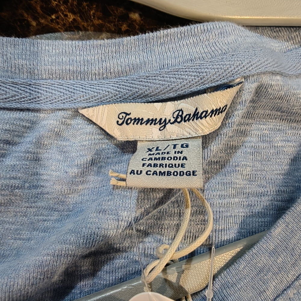 nwt tommy bahama Scoop Neck 3/4 Sleeve Blue Cotton Shirt Women's Size XL - Picture 6 of 9